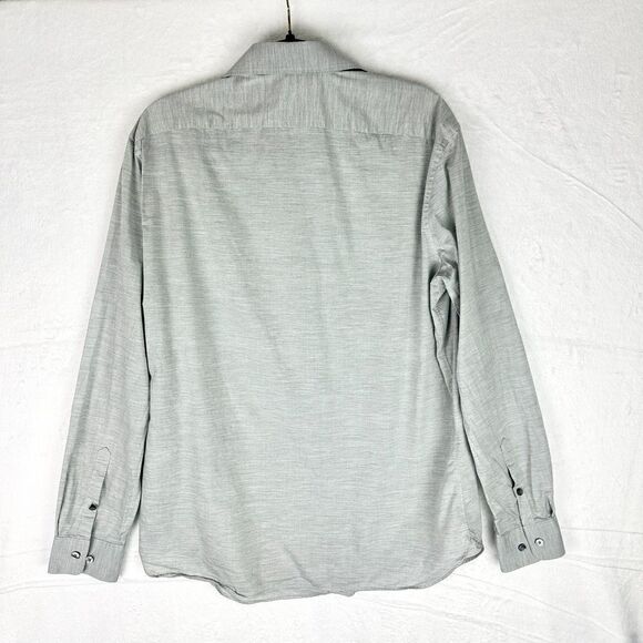 John Varvatos Regular Fit Cotton Long Sleeve Button Up Shirt Size 16 34/35 Gray - Picture 2 of 6